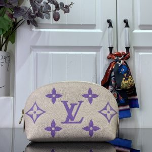 ルイヴィトン ポシェット・コスメティック PM ホワイト キャンディ バイオレット M24378 レザー ゴールド金具