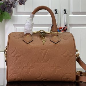 最高級ルイヴィトンスーパーコピー ルイヴィトンバッグコピー スピーディ・バンドリエール 25 キャラメル M58947 モノグラム・アンプラント ゴールド金具