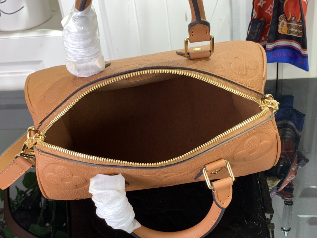 最高級ルイヴィトンスーパーコピー ルイヴィトンバッグコピー スピーディ・バンドリエール 25 キャラメル M58947 モノグラム・アンプラント ゴールド金具 - 画像 (2)