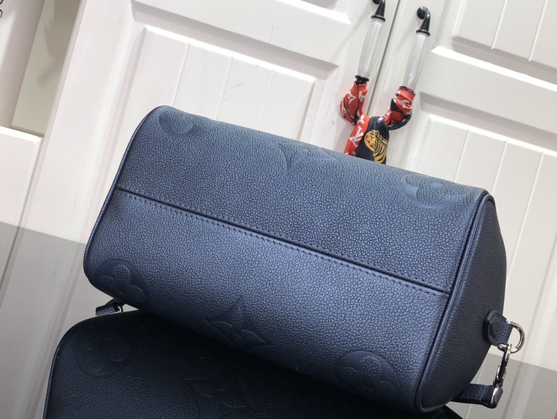 最高級ルイヴィトンスーパーコピー ルイヴィトンバッグコピー スピーディ・バンドリエール 25 ネイビー M58947 バイカラー モノグラム・アンプラント レザー ゴールド金具 - 画像 (4)