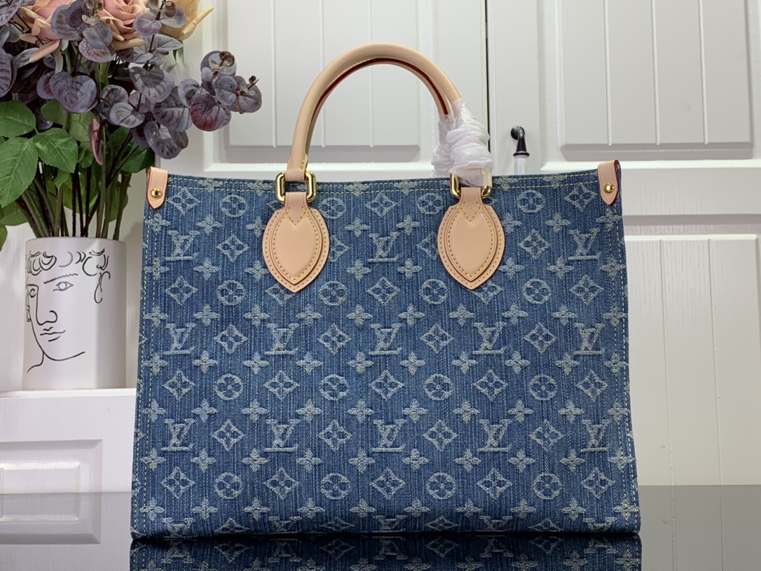 最高級ルイヴィトンスーパーコピー ルイヴィトンバッグコピー 新作 LV リミックス オンザゴー MM ブルーデニム M46871 モノグラム・デニム ゴールド金具 - 画像 (8)