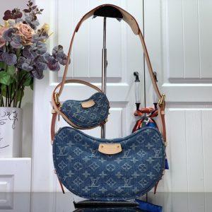 最高級ルイヴィトンスーパーコピー ルイヴィトンバッグコピー 新作 LV リミックス クロワッサン ブルーデニム M46856 モノグラム・デニム ゴールド金具