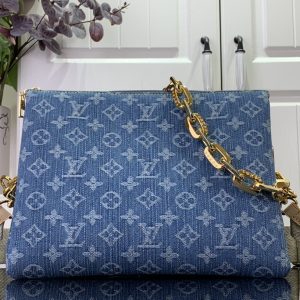 最高級ルイヴィトンスーパーコピー ルイヴィトンバッグコピー 新作 LV リミックス クッサン PM ブルーデニム M24564 モノグラム・デニム ゴールド金具