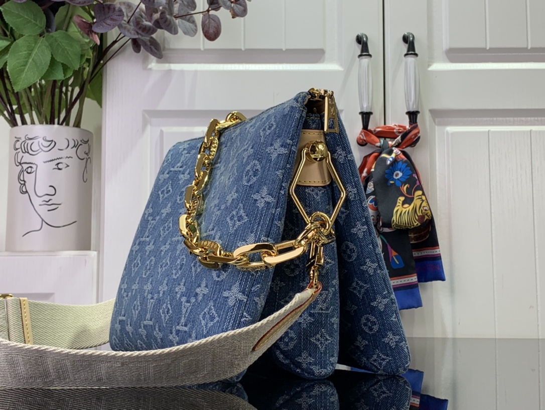最高級ルイヴィトンスーパーコピー ルイヴィトンバッグコピー 新作 LV リミックス クッサン PM ブルーデニム M24564 モノグラム・デニム ゴールド金具 - 画像 (9)