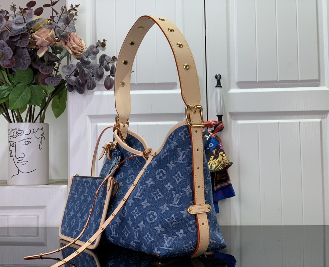 最高級ルイヴィトンスーパーコピー ルイヴィトンバッグコピー 新作 LV リミックス キャリーオール NM MM ブルーデニム M46855 モノグラム・デニム キャンバス ゴールド金具 - 画像 (9)