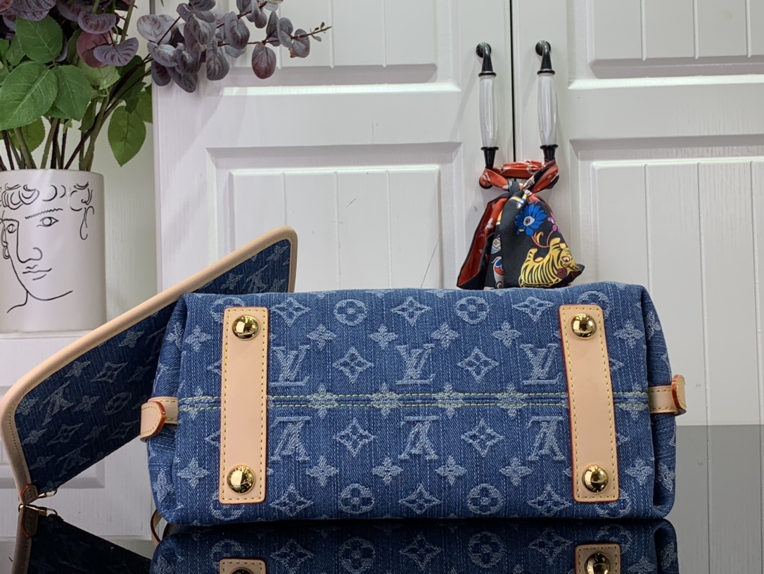 最高級ルイヴィトンスーパーコピー ルイヴィトンバッグコピー 新作 LV リミックス キャリーオール NM MM ブルーデニム M46855 モノグラム・デニム キャンバス ゴールド金具 - 画像 (7)