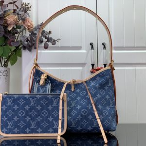 最高級ルイヴィトンスーパーコピー ルイヴィトンバッグコピー 新作 LV リミックス キャリーオール NM MM ブルーデニム M46855 モノグラム・デニム キャンバス ゴールド金具
