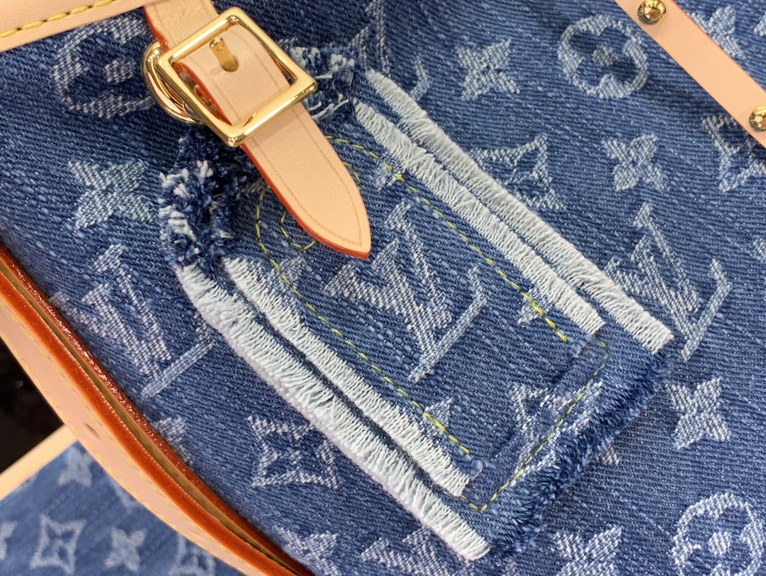 最高級ルイヴィトンスーパーコピー ルイヴィトンバッグコピー 新作 LV リミックス キャリーオール NM MM ブルーデニム M46855 モノグラム・デニム キャンバス ゴールド金具 - 画像 (5)