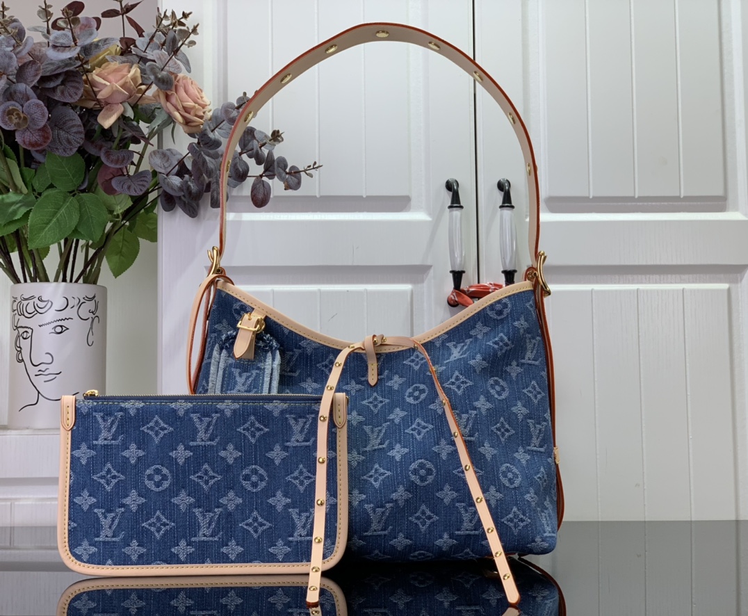 最高級ルイヴィトンスーパーコピー ルイヴィトンバッグコピー 新作 LV リミックス キャリーオール NM MM ブルーデニム M46855 モノグラム・デニム キャンバス ゴールド金具