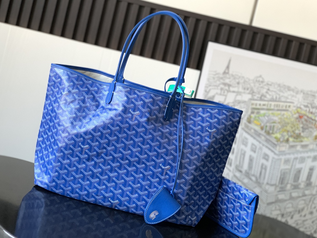 最高級ゴヤールスーパーコピー ゴヤールトートバッグコピー サン・ルイPM バッグ スカイブルー STLOUIPMLTY10CL10P レザー シルバー金具 - 画像 (8)