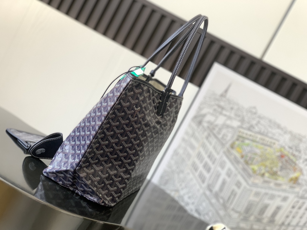 最高級ゴヤールスーパーコピー ゴヤールトートバッグコピー サン・ルイPM バッグ ネイビーブルー STLOUIPMLTY12CL12P レザー シルバー金具 - 画像 (9)