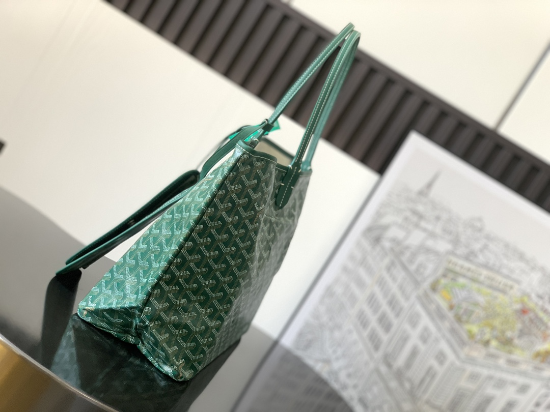 最高級ゴヤールスーパーコピー ゴヤールトートバッグコピー サン・ルイPM バッグ グリーン STLOUIPMLTY09CL09P レザー シルバー金具 - 画像 (9)