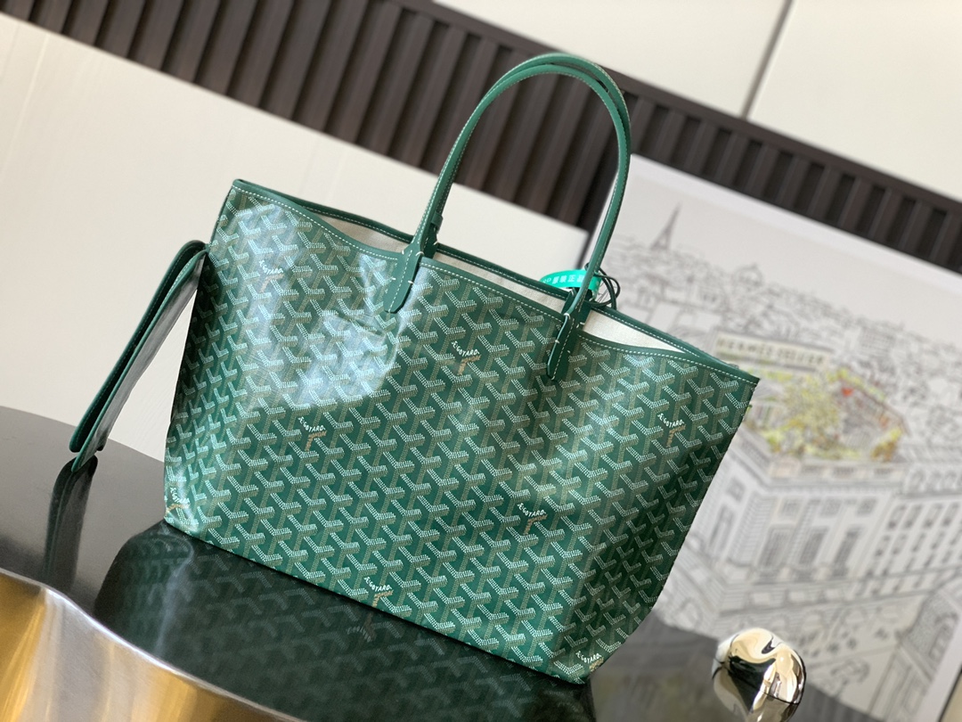 最高級ゴヤールスーパーコピー ゴヤールトートバッグコピー サン・ルイPM バッグ グリーン STLOUIPMLTY09CL09P レザー シルバー金具 - 画像 (8)
