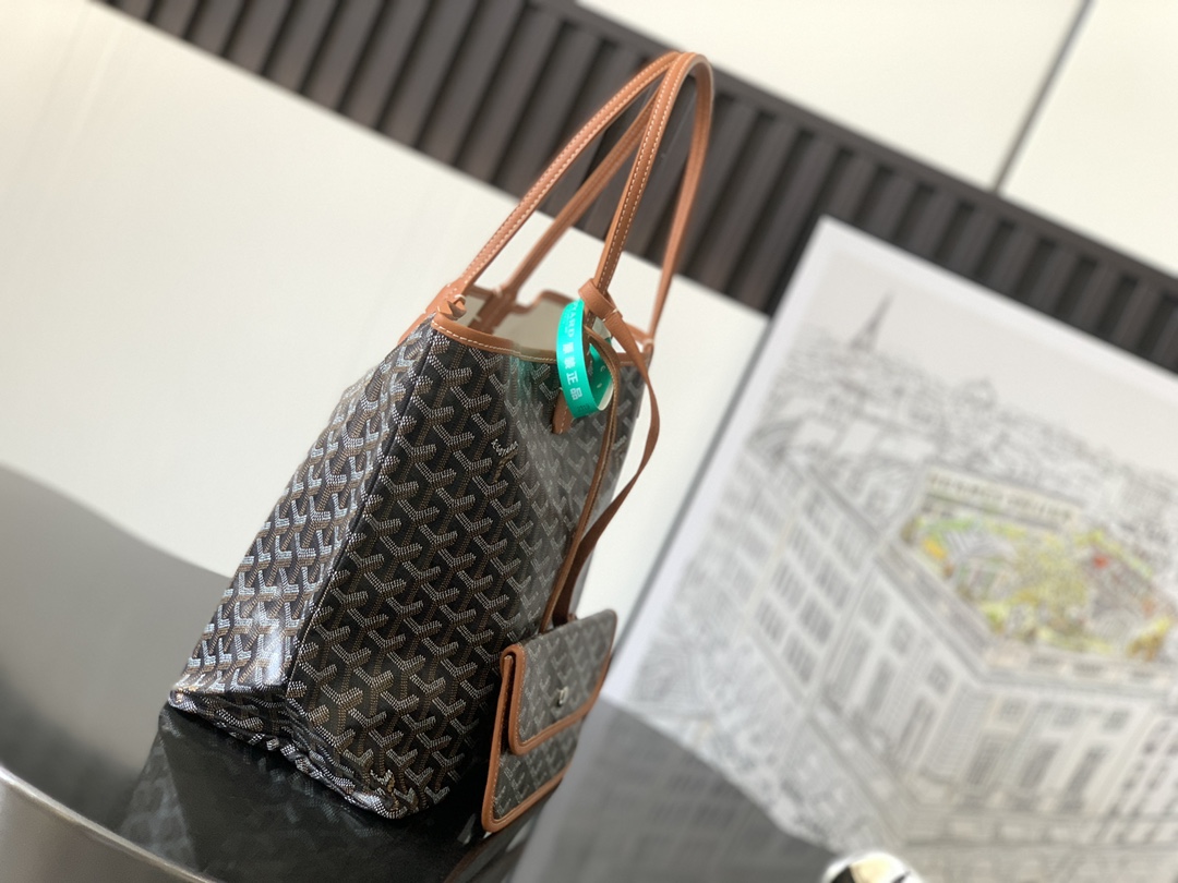 最高級ゴヤールスーパーコピー ゴヤールトートバッグコピー サン・ルイPM バッグ ブラウン ブラック STLOUIPMLTY01CL03P レザー シルバー金具 - 画像 (9)