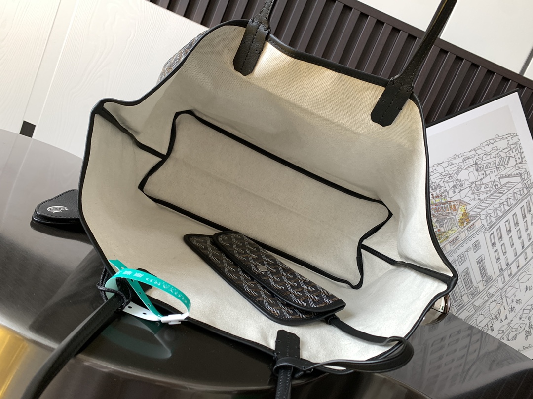 最高級ゴヤールスーパーコピー ゴヤールトートバッグコピー サン・ルイPM バッグ ブラック STLOUIPMLTY01CL01P レザー シルバー金具 - 画像 (4)