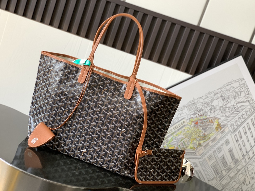 最高級ゴヤールスーパーコピー ゴヤールトートバッグコピー サン・ルイPM バッグ ブラウン ブラック VILLETMMLTY01CL03X レザー シルバー金具 - 画像 (8)