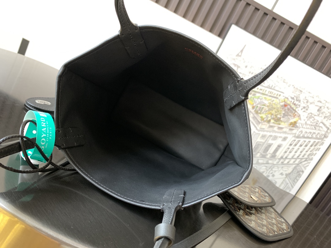 最高級ゴヤールスーパーコピー ゴヤールトートバッグコピー アンジュミニポーチ ブラック ANJOUSMINCG01TY01P レザー シルバー金具 - 画像 (3)