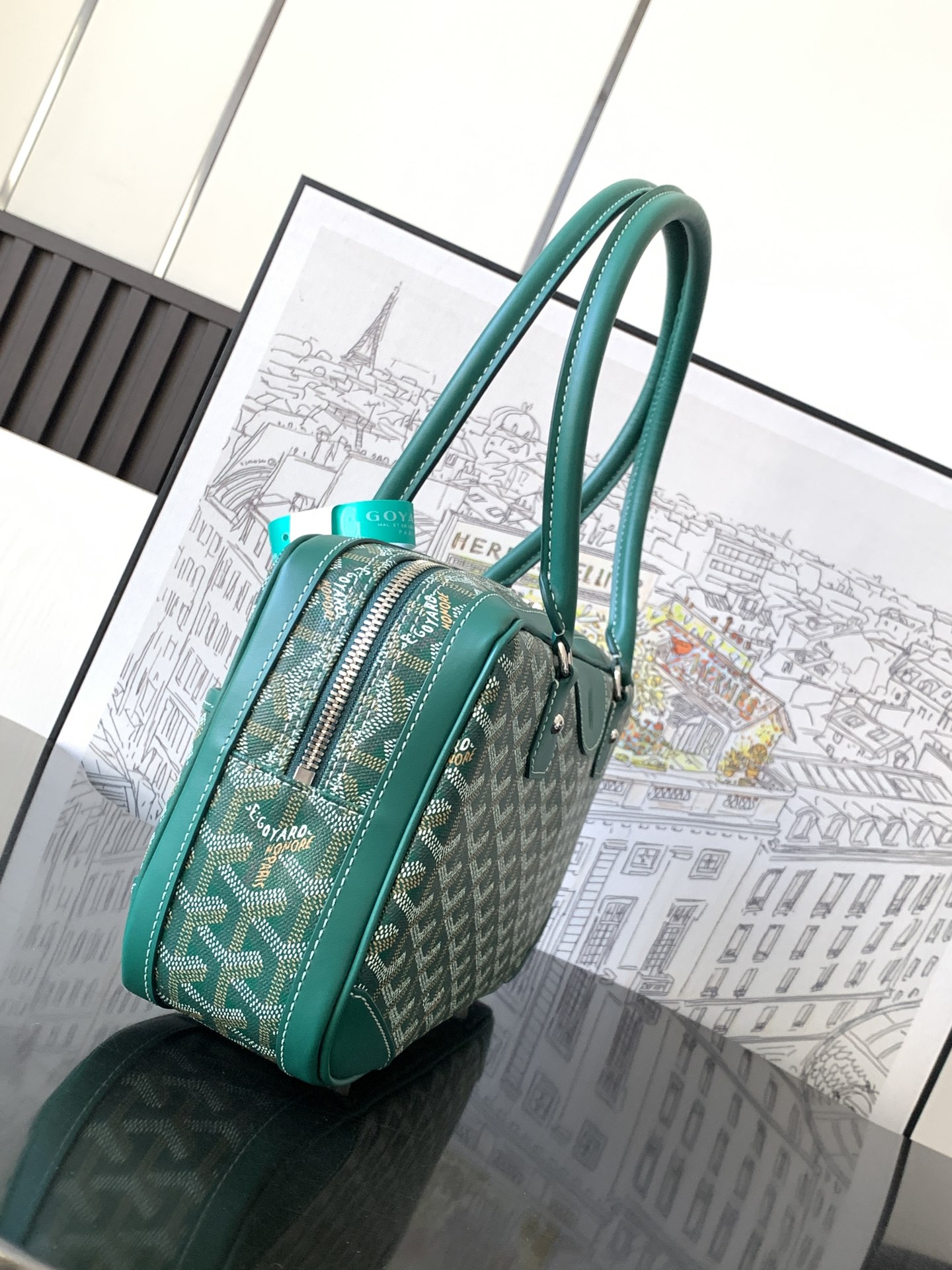 最高級ゴヤールスーパーコピー ゴヤールハンドバッグコピー アンティーク グリーン AMBAS2MMLTY09CL09P レザー シルバー金具 - 画像 (9)
