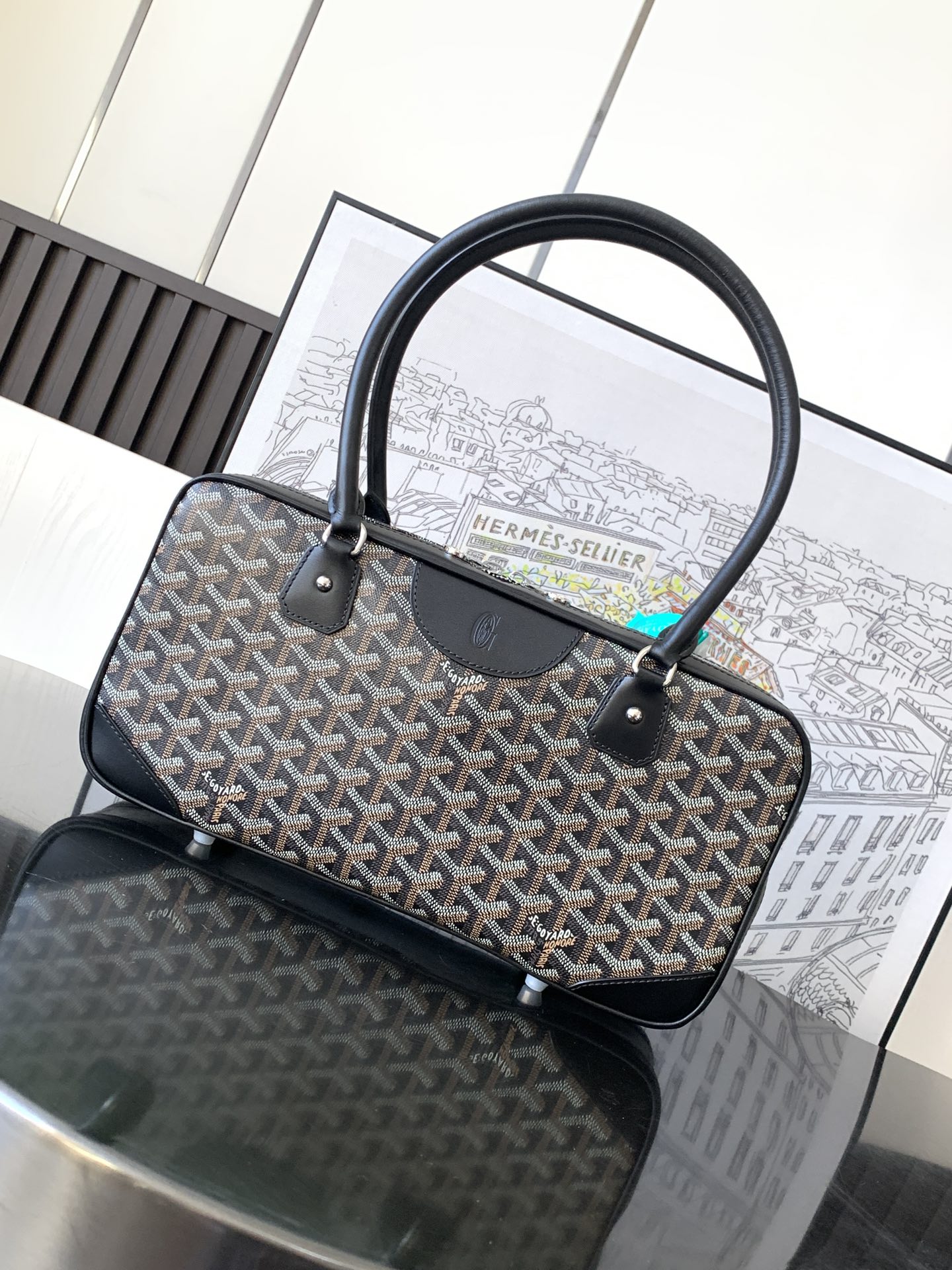 最高級ゴヤールスーパーコピー ゴヤールハンドバッグコピー アンティーク ブラック AMBAS2MMLTY01CL01P レザー シルバー金具 - 画像 (8)