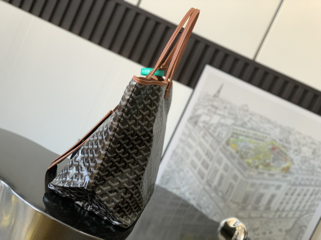 最高級ゴヤールスーパーコピー ゴヤールトートバッグコピー サン・ルイGM バッグ ブラウン ブラック STLOUIGMLTY01CL03P レザー シルバー金具 - 画像 (9)