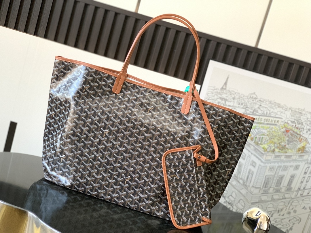 最高級ゴヤールスーパーコピー ゴヤールトートバッグコピー サン・ルイGM バッグ ブラウン ブラック STLOUIGMLTY01CL03P レザー シルバー金具 - 画像 (8)