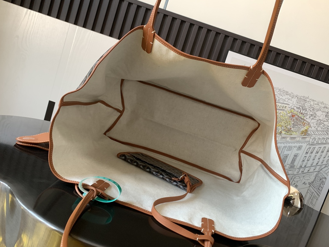 最高級ゴヤールスーパーコピー ゴヤールトートバッグコピー サン・ルイGM バッグ ブラウン ブラック STLOUIGMLTY01CL03P レザー シルバー金具 - 画像 (3)