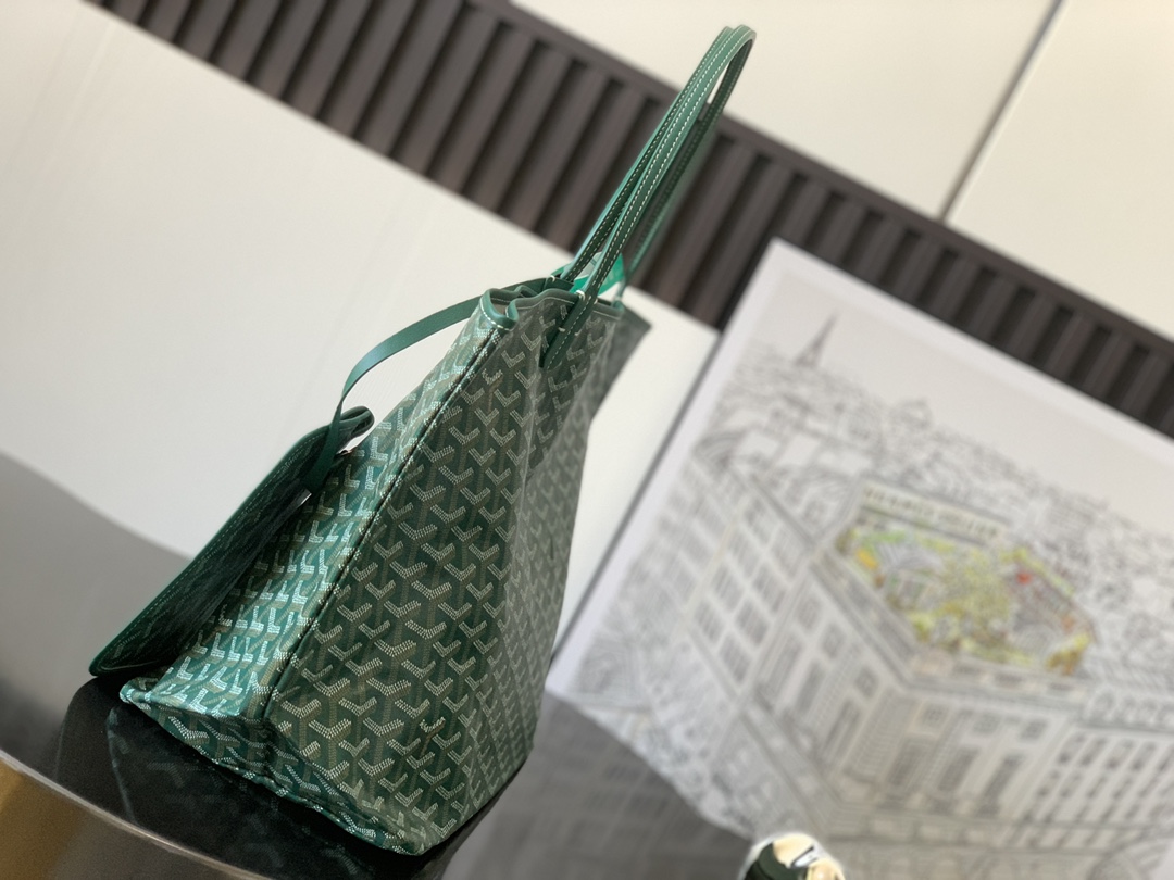 最高級ゴヤールスーパーコピー ゴヤールトートバッグコピー サン・ルイGM バッグ グリーン STLOUIGMLTY09CL09P レザー シルバー金具 - 画像 (6)