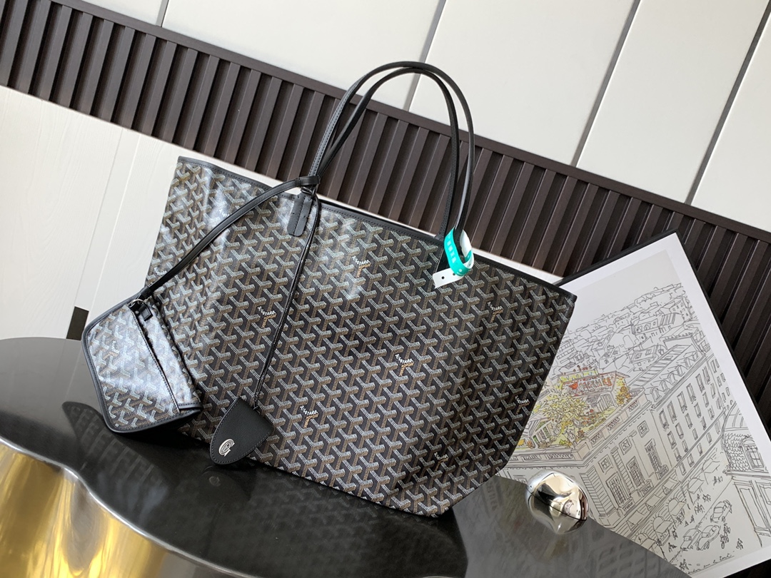 最高級ゴヤールスーパーコピー ゴヤールトートバッグコピー サン・ルイGM Goyardine ブラック VOLTA3MMLTY01CL01P レザー シルバー金具 - 画像 (8)