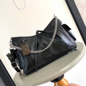 最高級ルイヴィトンスーパーコピー ルイヴィトンバッグコピー キャリーオール・カーゴ PM ブラック M24861 ラムレザー シルバー金具