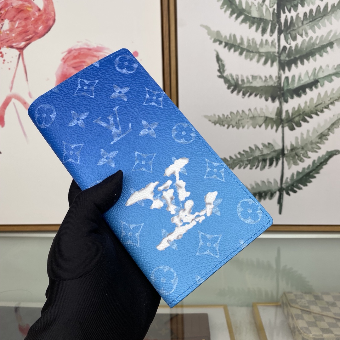 最高級ルイヴィトンスーパーコピー ルイヴィトン財布コピー ポルトフォイユ・ブラザ NM アガベ ブルー M69680 モノグラム・キャンバス シルバー金具 - 画像 (2)