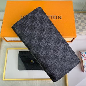 最高級ルイヴィトンスーパーコピー ルイヴィトン財布コピー ポルトフォイユ・ブラザ ブラック N62665 ダミエ・グラフィット キャンバス シルバー金具