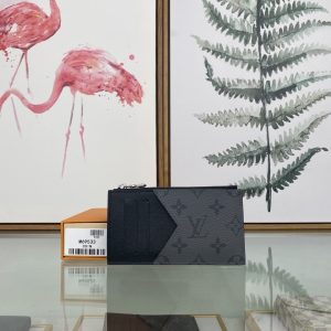 最高級ルイヴィトンスーパーコピー ルイヴィトンカードケースコピー コインカード・ホルダー グレー/ブラック M69533 モノグラム・エクリプス キャンバス シルバー金具
