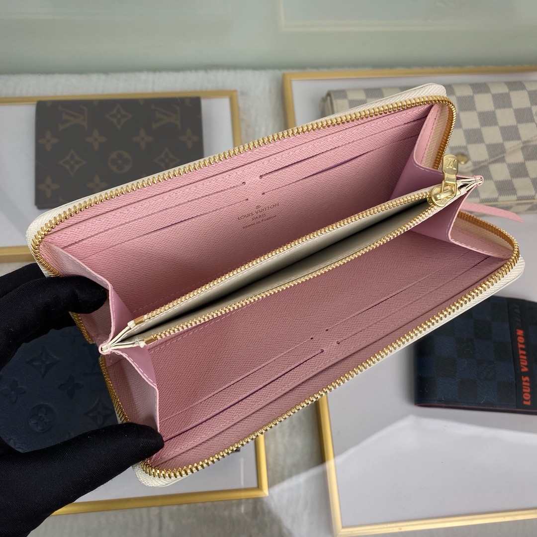 最高級ルイヴィトンスーパーコピー ルイヴィトン財布コピー ポルトフォイユ・クレマンス ローズ・バレリーヌ N61264 ダミエ・アズール キャンバス ゴールド金具 - 画像 (5)