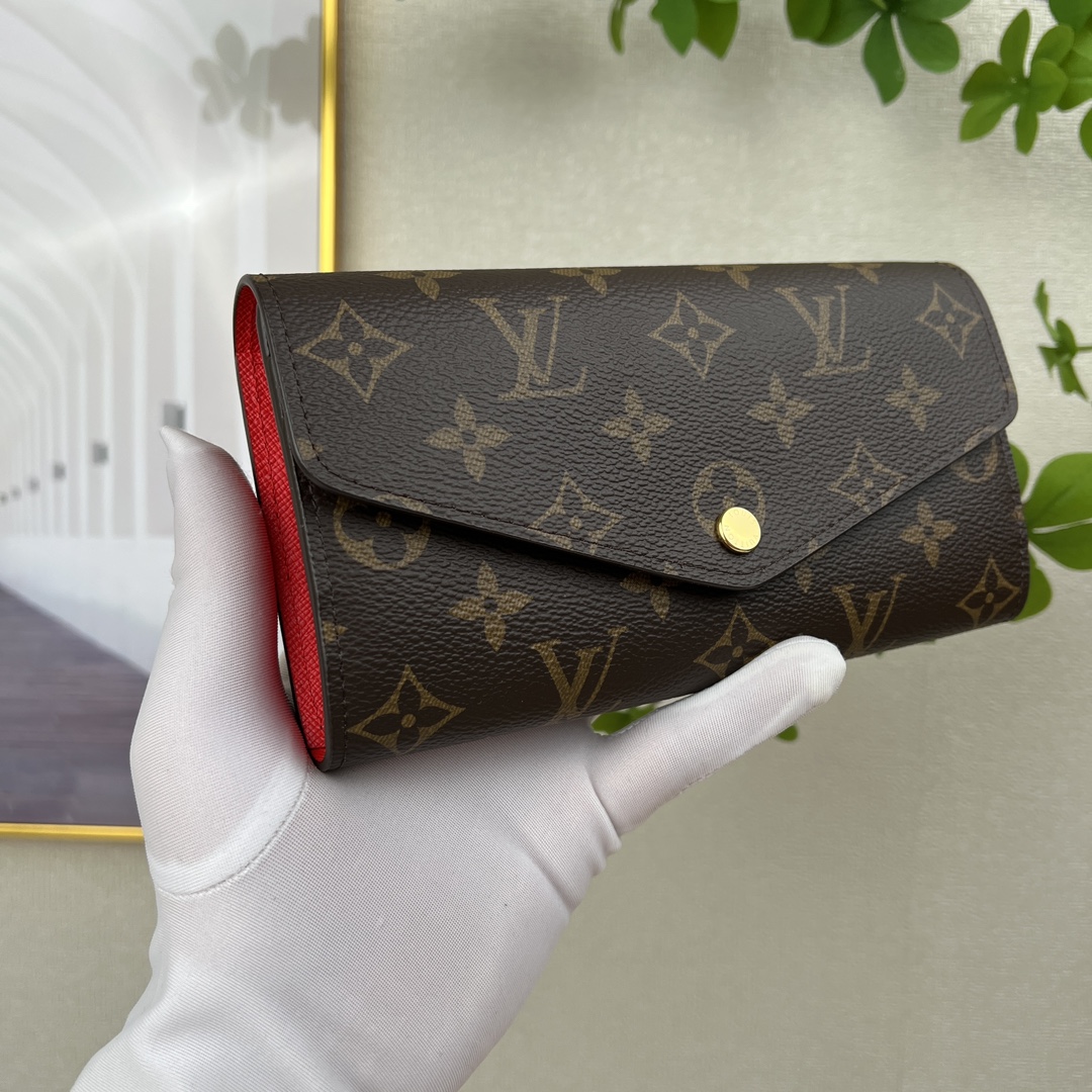 最高級ルイヴィトンスーパーコピー ルイヴィトン財布コピー ポルトフォイユ・サラ コクリコ M62236 モノグラム・キャンバス ゴールド金具 - 画像 (8)