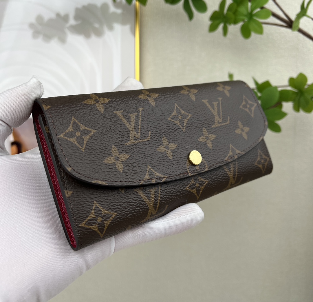 最高級ルイヴィトンスーパーコピー ルイヴィトン財布コピー ポルトフォイユ・エミリー フューシャ M60136 グレインカーフレザー ゴールド金具 - 画像 (8)