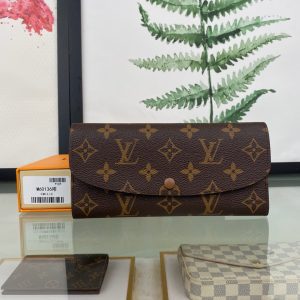 最高級ルイヴィトンスーパーコピー ルイヴィトン財布コピー ポルトフォイユ・エミリー ダークブラウン M60136 モノグラム・キャンバス ゴールド金具
