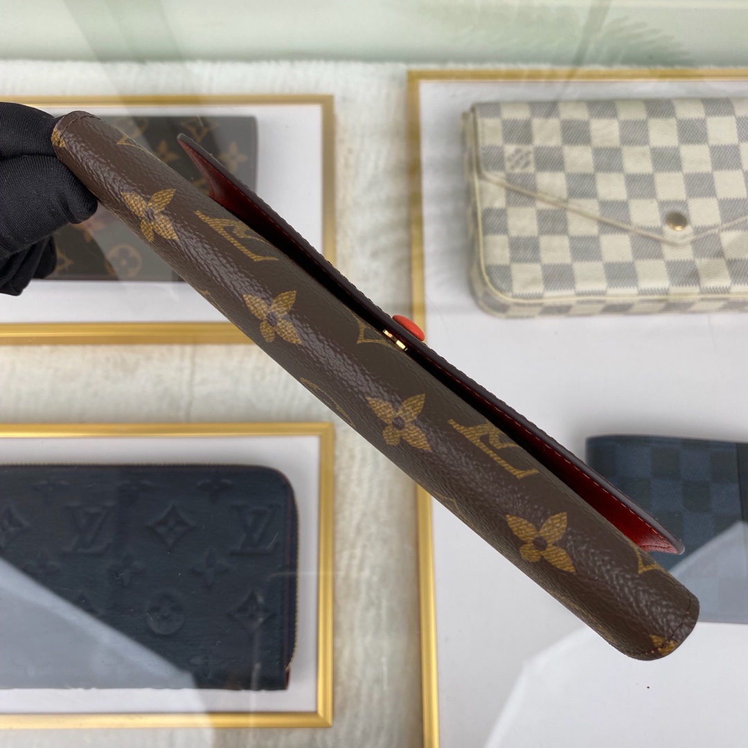 最高級ルイヴィトンスーパーコピー ルイヴィトン財布コピー ポルトフォイユ・エミリー タンジェリン M60696 モノグラム・キャンバス ゴールド金具 - 画像 (7)