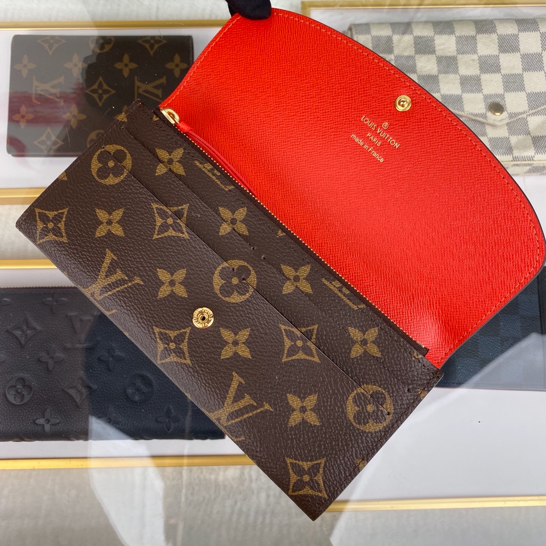 最高級ルイヴィトンスーパーコピー ルイヴィトン財布コピー ポルトフォイユ・エミリー タンジェリン M60696 モノグラム・キャンバス ゴールド金具 - 画像 (5)