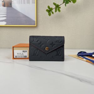 最高級ルイヴィトンスーパーコピー ルイヴィトン財布コピー ポルトフォイユ・ヴィクトリーヌ ネイビー ブルー M83590 モノグラム・アンプラント レザー ゴールド金具