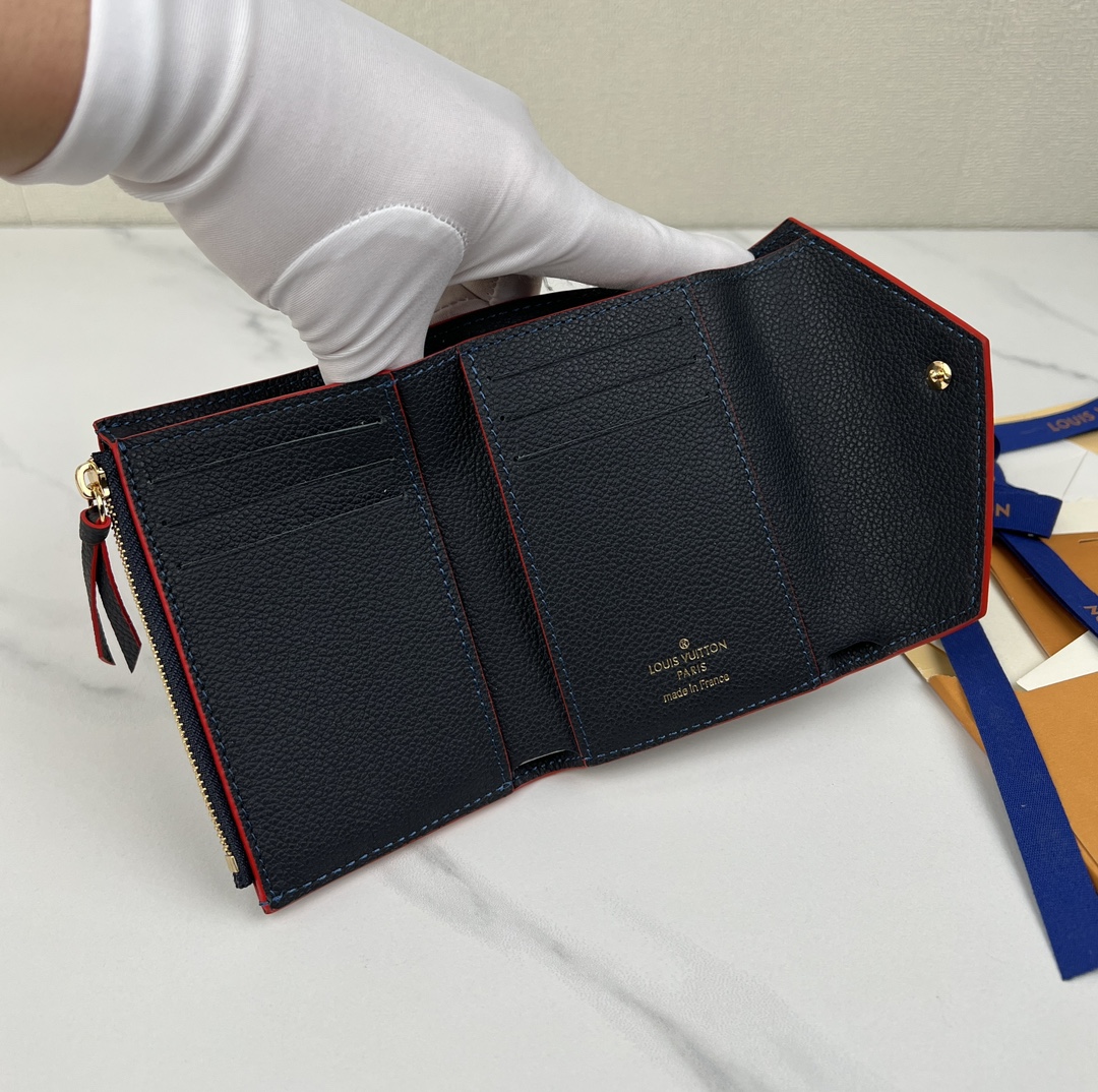 最高級ルイヴィトンスーパーコピー ルイヴィトン財布コピー ポルトフォイユ・ヴィクトリーヌ ネイビー ブルー M83590 モノグラム・アンプラント レザー ゴールド金具 - 画像 (4)