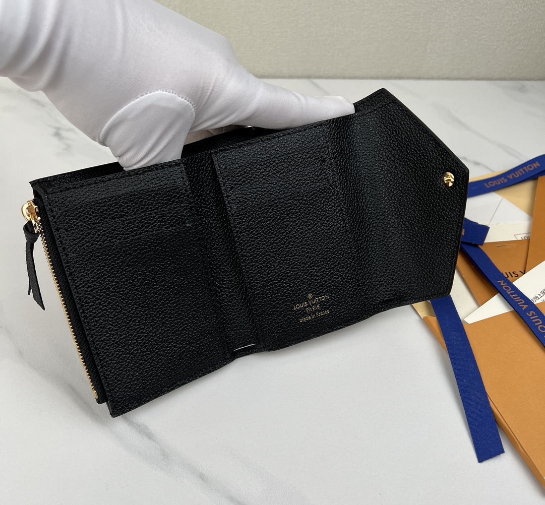 最高級ルイヴィトンスーパーコピー ルイヴィトン財布コピー ポルトフォイユ・ヴィクトリーヌ ノワール M64060 モノグラム・アンプラント レザー ゴールド金具 - 画像 (5)