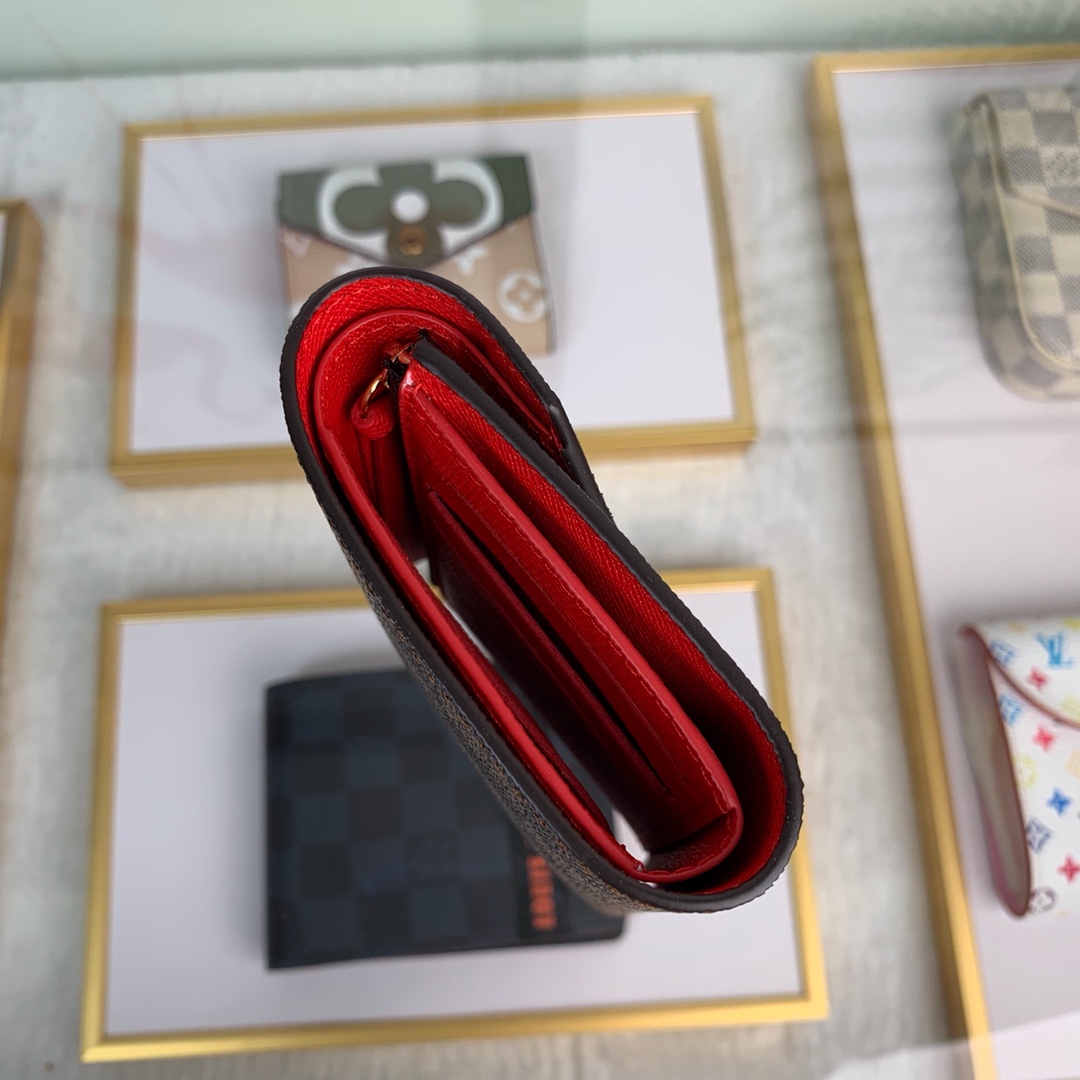 最高級ルイヴィトンスーパーコピー ルイヴィトン財布コピー ポルトフォイユ・ヴィクトリーヌ コクリコ(レッド) N41659 ダミエ・エベヌ キャンバス ゴールド金具 - 画像 (7)