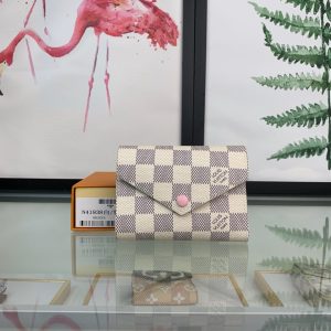 最高級ルイヴィトンスーパーコピー ルイヴィトン財布コピー ポルトフォイユ・ヴィクトリーヌ ローズバレリーヌ(ピンク) N64022 ダミエ・エベヌ キャンバス ゴールド金具