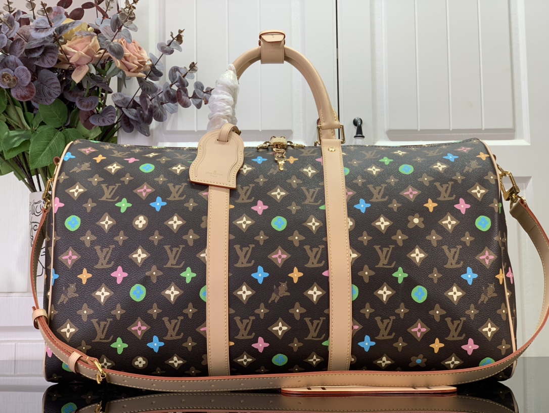 最高級ルイヴィトンスーパーコピー ルイヴィトンバッグコピー キーポル・バンドリエール 50 チョコレート M24901 モノグラム・クラギー キャンバス ゴールド金具