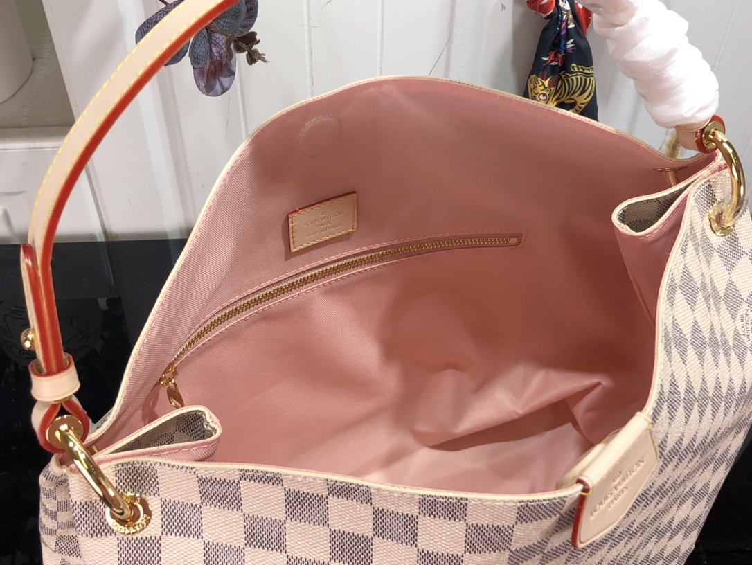 最高級ルイヴィトンスーパーコピー ルイヴィトンバッグコピー GRACEFUL ローズバレリーヌ(ピンク) M42233 ダミエ・アズール キャンバス ゴールド金具 - 画像 (3)