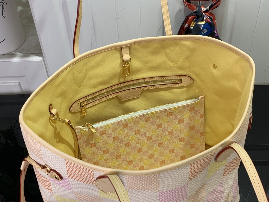 最高級ルイヴィトンスーパーコピー ルイヴィトンバッグコピー ネヴァーフル MM ピーチ N40668 ダミエ・キャンバス ゴールド金具 - 画像 (2)