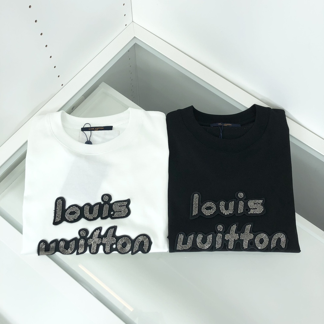 最高級ルイヴィトンスーパーコピー服 ルイヴィトンTシャツコピー チェーンディテールTシャツ ブラック 202405019 コットン 100% - 画像 (2)