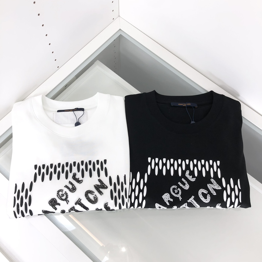 最高級ルイヴィトンスーパーコピー服 ルイヴィトンTシャツコピー エンブロイダードシグネチャーコットンTシャツ ホワイト 1AFJFH コットン 100% - 画像 (2)