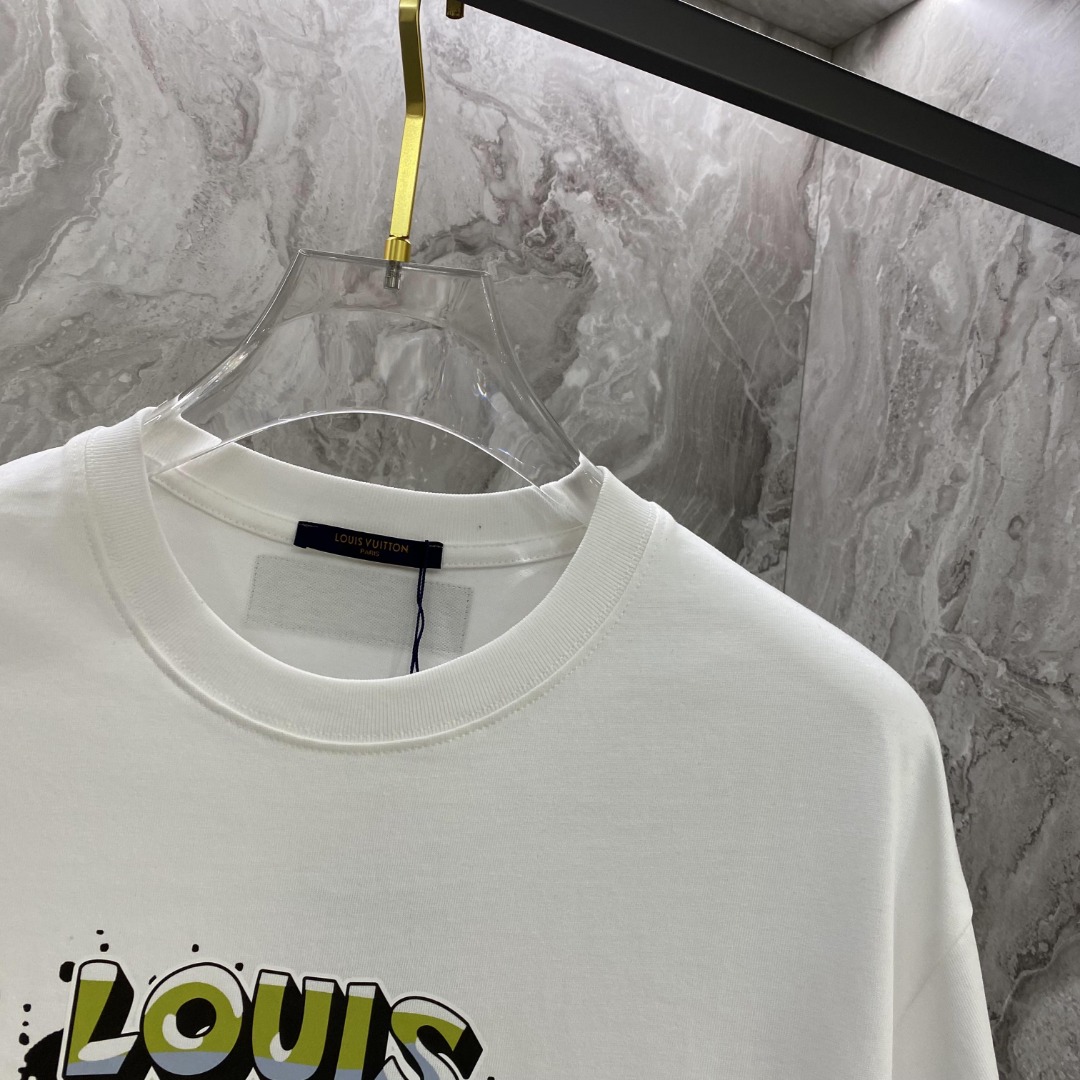 最高級ルイヴィトンスーパーコピー服 ルイヴィトンTシャツコピー ビーズエンブロイダードコットンTシャツ ホワイト 202405034 コットン 100% - 画像 (6)