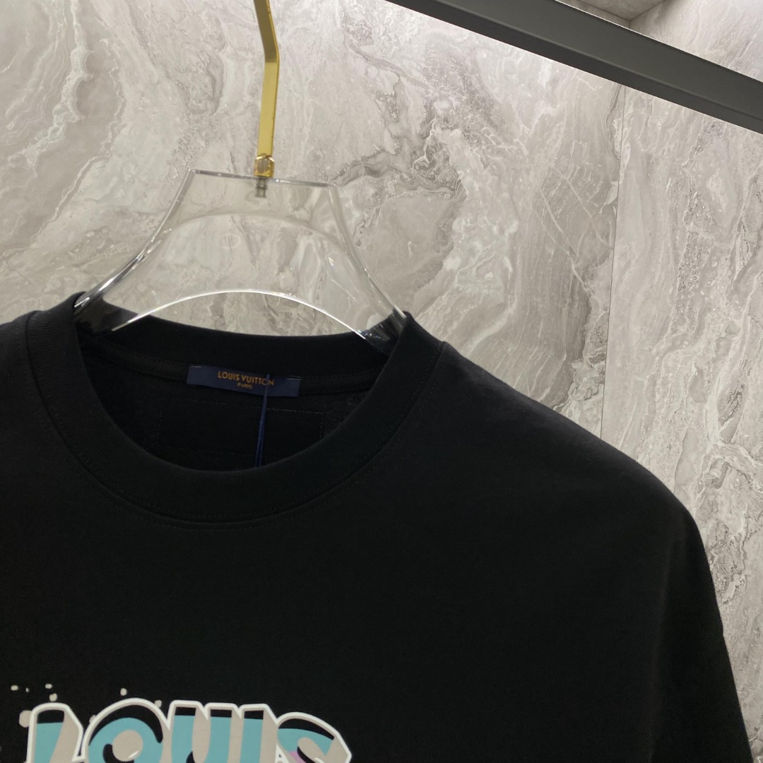 最高級ルイヴィトンスーパーコピー服 ルイヴィトンTシャツコピー ビーズエンブロイダードコットンTシャツ ブラック 202405035 コットン 100% - 画像 (6)